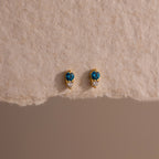 Diamond Birthstone Duo Flatback Studs Silver 18K Gold Plated