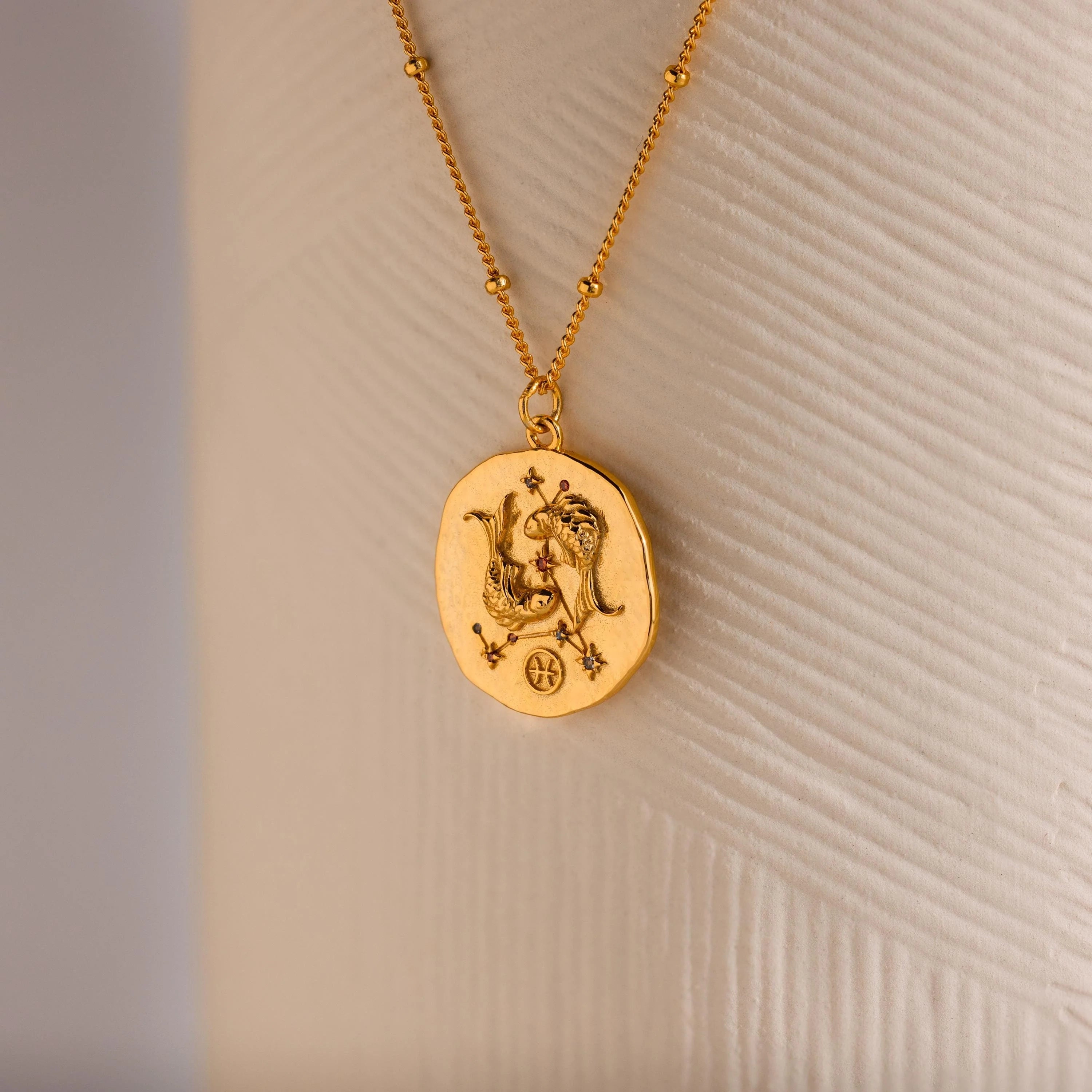 Zodiac Coin Necklace Silver 18K Gold Plated