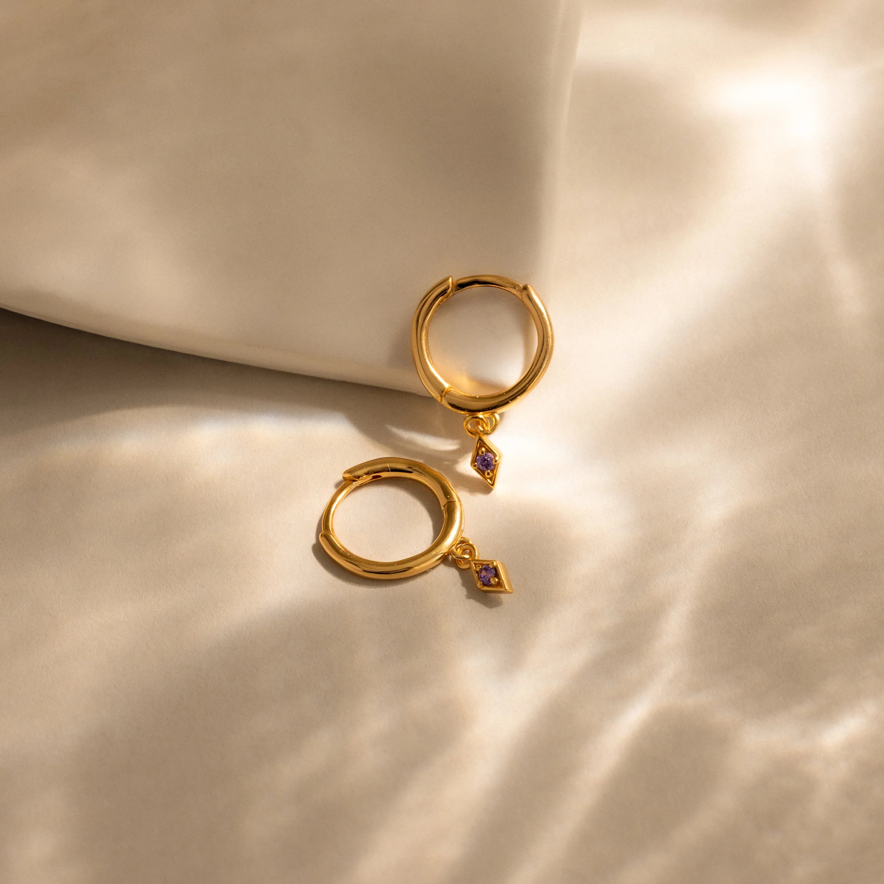 Ericka Birthstone Huggies Silver 18K Gold Plated