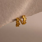 Staggered Baguette Birthstone Huggies Silver 18K Gold Plated