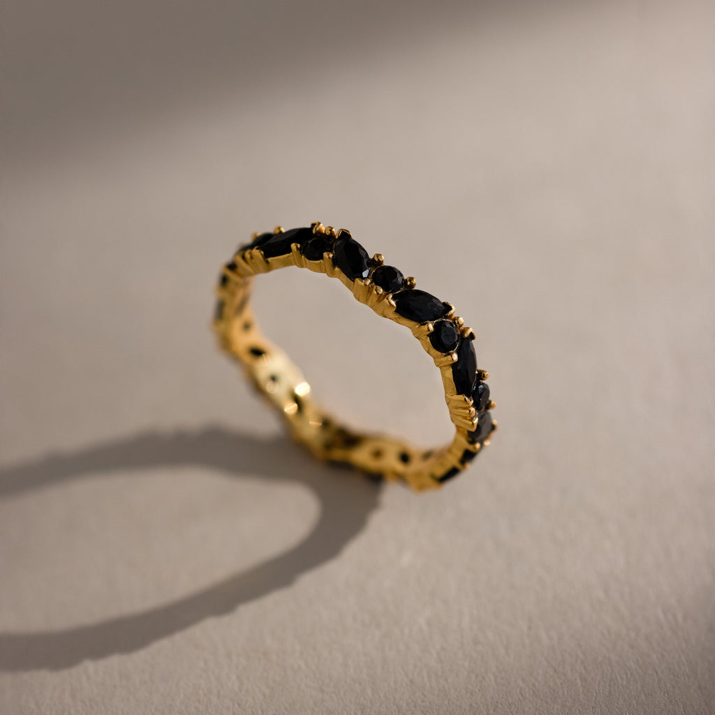 Staggered Marquise Birthstone Ring  Silver 18K Gold Plated