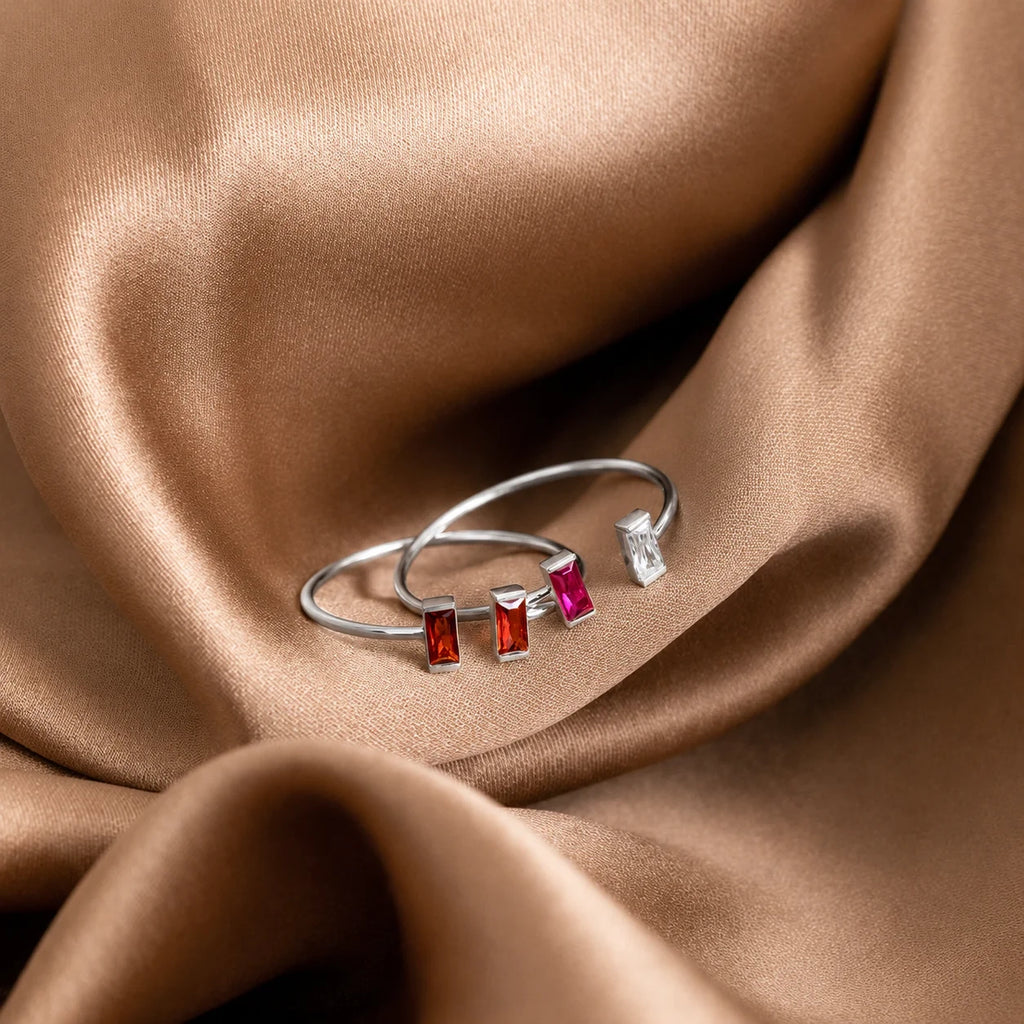 Custom Duo Vertical Baguette Birthstone Ring