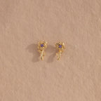 Birth Flower Stud Earrings Silver 18K Gold Plated