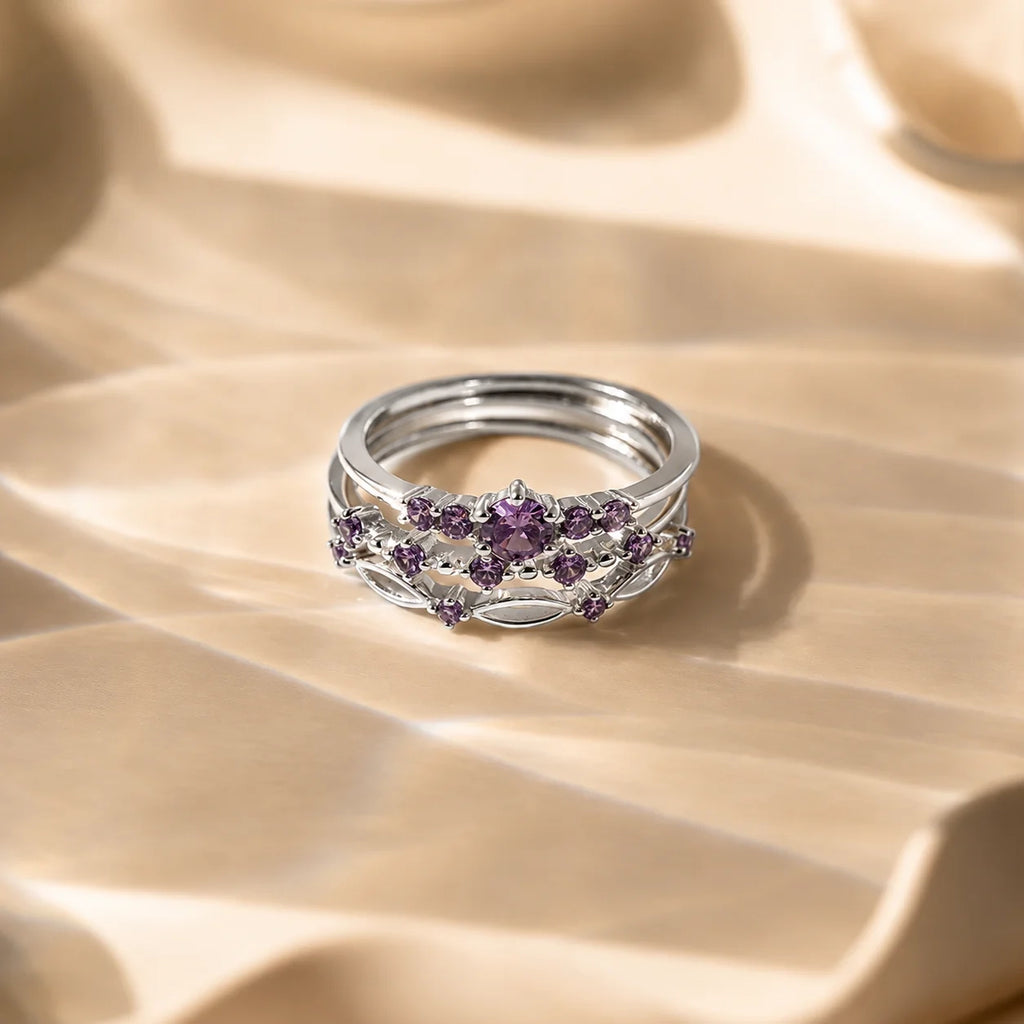 Amethyst Stacking Ring Set