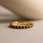 Art Deco Birthstone Eternity Ring Silver 18K Gold Plated