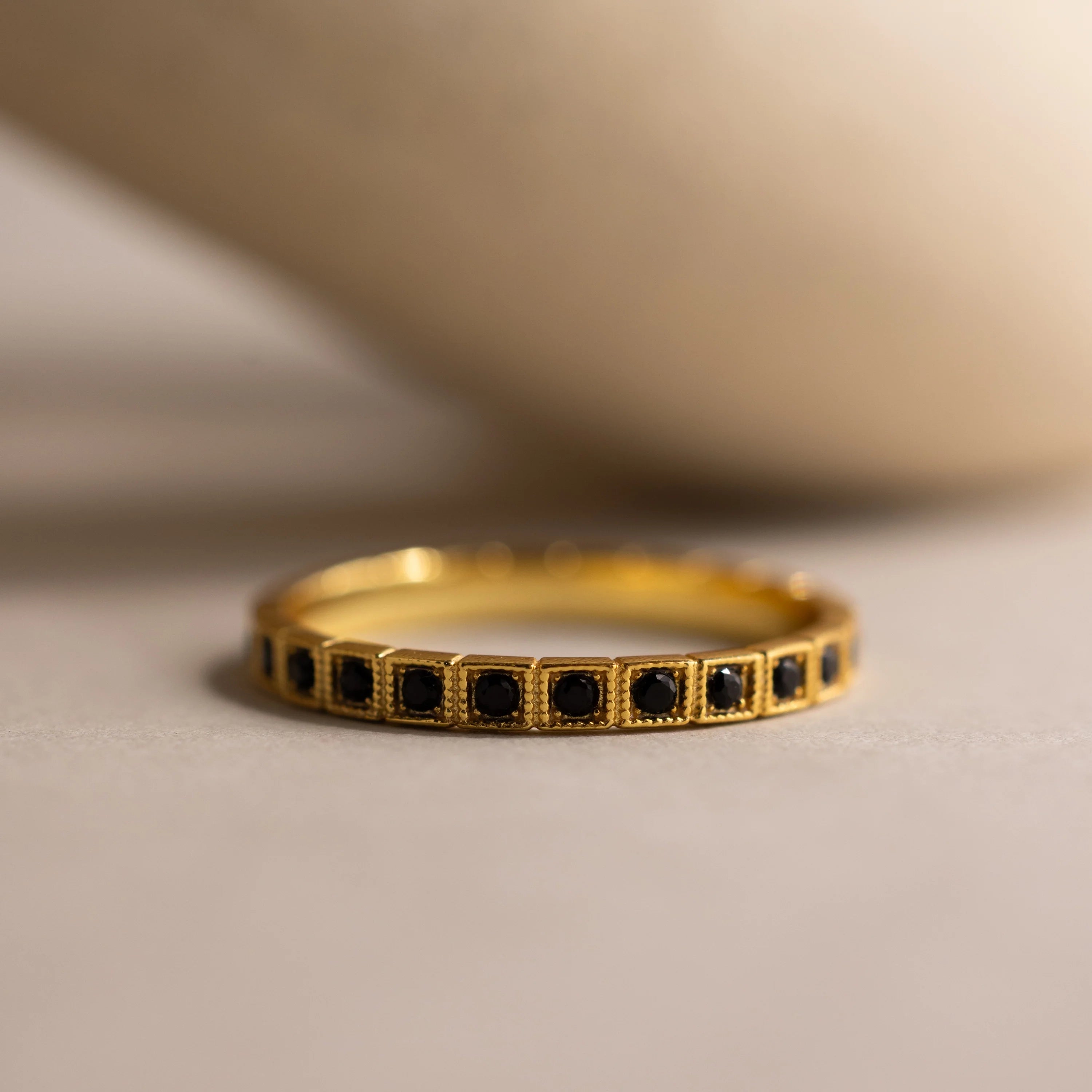 Art Deco Birthstone Eternity Ring Silver 18K Gold Plated