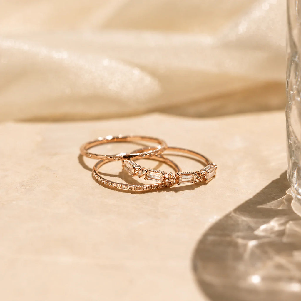 Dainty Diamond Stacking Ring Set: Sparkle in Every Stack