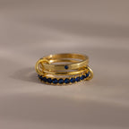Birthstone Triple Eternity Band Ring Set Silver 18K Gold Plated