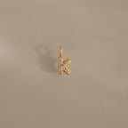 Diamond Pave Bubble Letter Charm Silver 18K Gold Plated