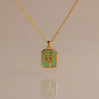 Birth Flower Charm Necklace Silver 18K Gold Plated