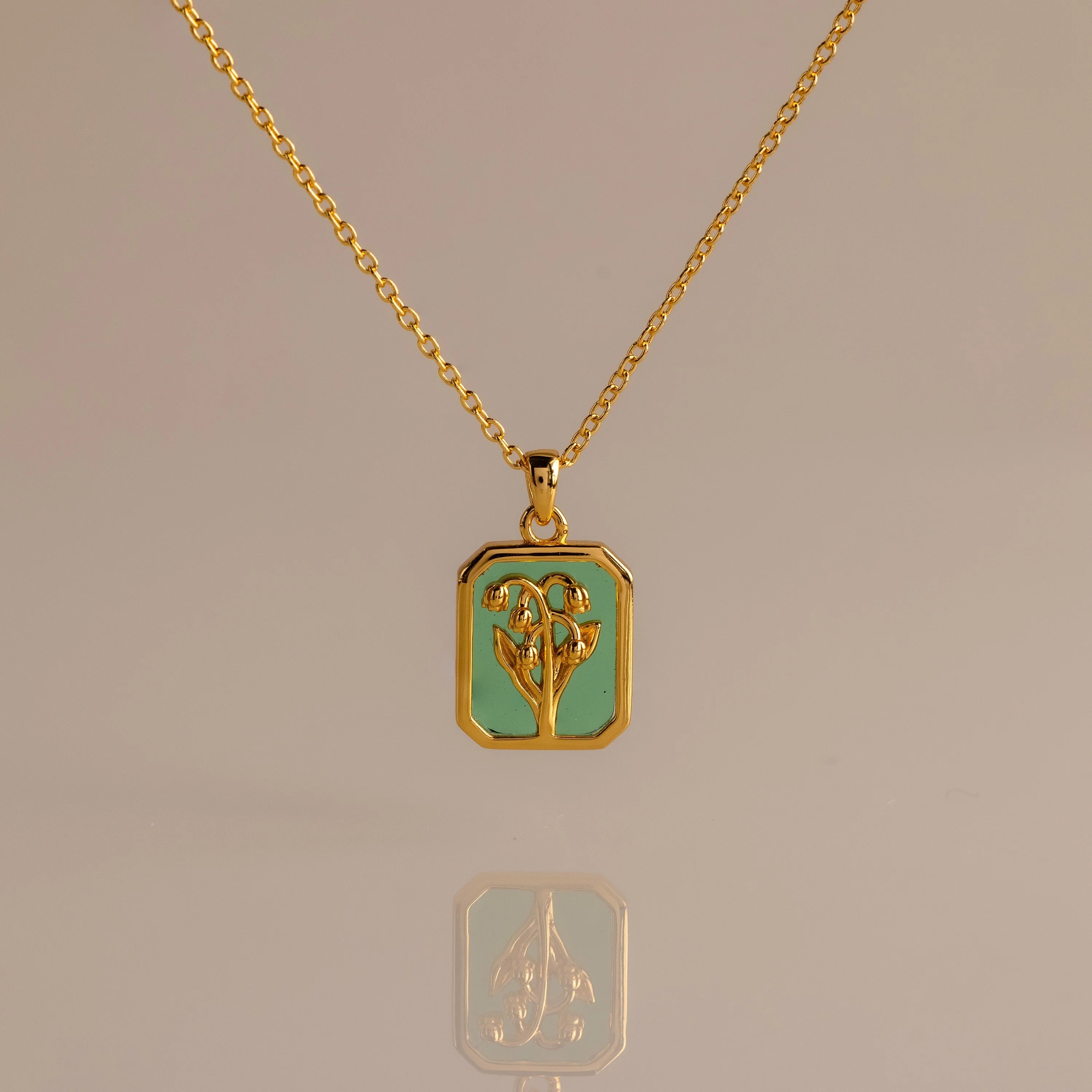 Birth Flower Charm Necklace Silver 18K Gold Plated