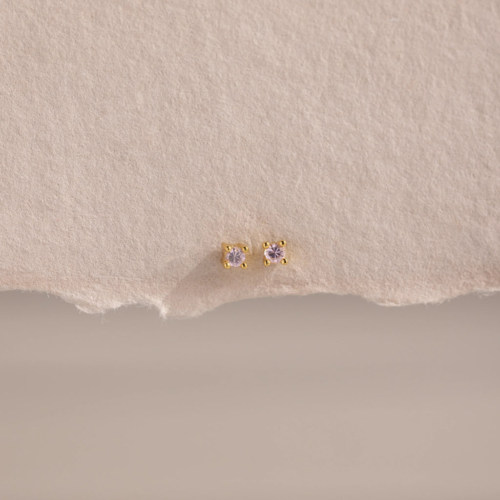 Dainty Birthstone Flatback Studs Silver 18K Gold Plated