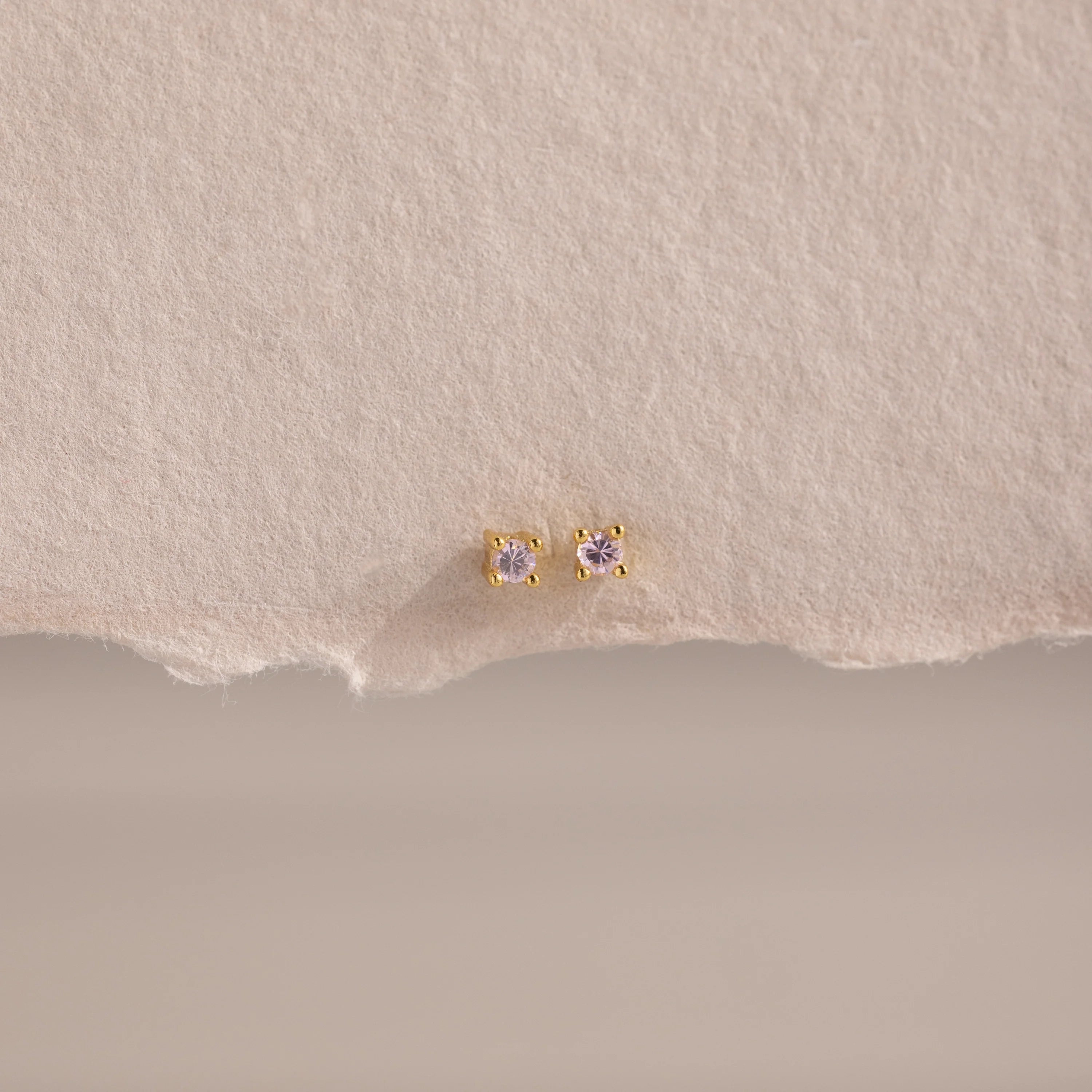 Dainty Birthstone Flatback Studs Silver 18K Gold Plated