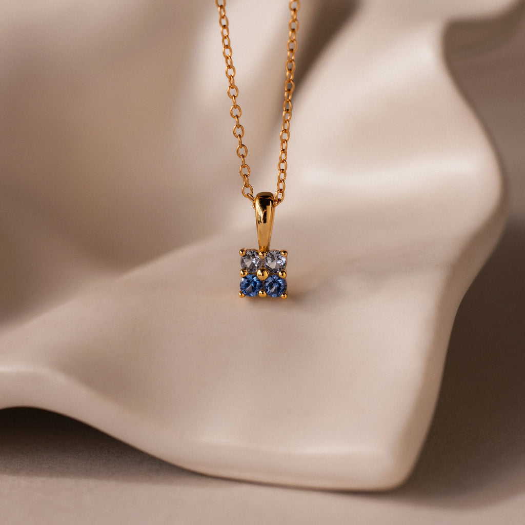 Ombre Birthstone Flower Necklace Silver 18K Gold Plated