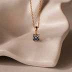 Ombre Birthstone Flower Necklace Silver 18K Gold Plated