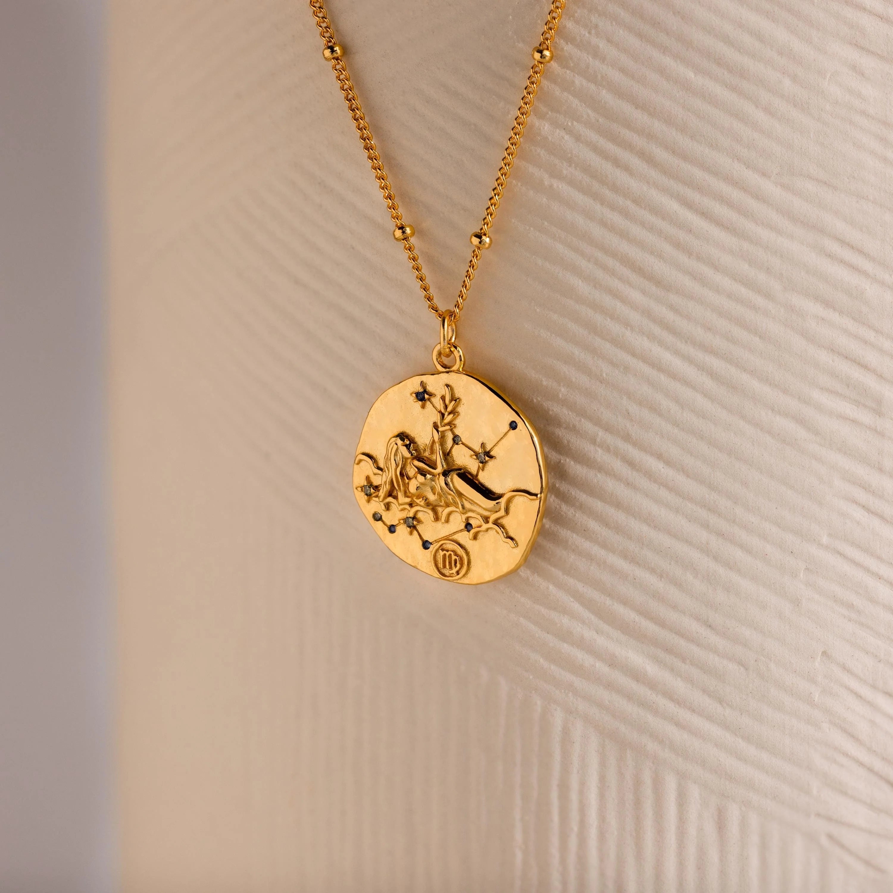 Zodiac Coin Necklace Silver 18K Gold Plated