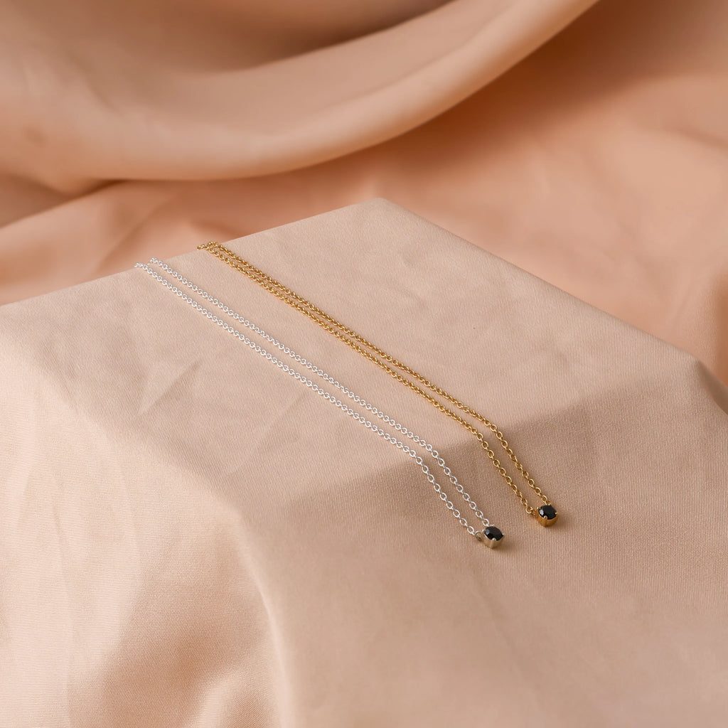 Onyx Dainty Diamond Necklace