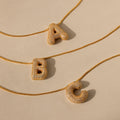 Pave Puff Letter Necklace Silver 18K Gold Plated