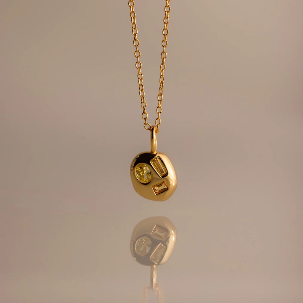 Mixed Birthstone Capsule Necklace Silver 18K Gold Plated