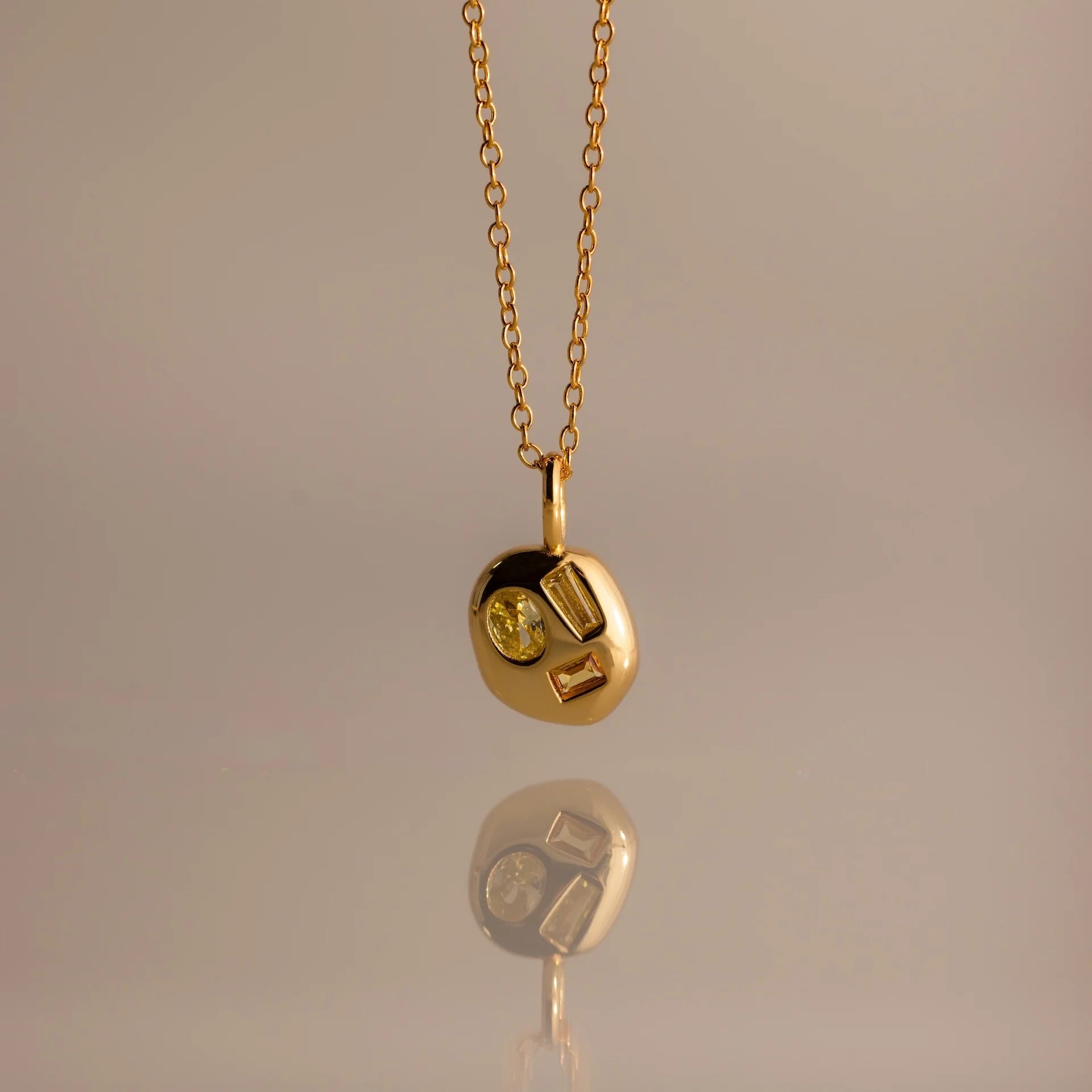 Mixed Birthstone Capsule Necklace Silver 18K Gold Plated