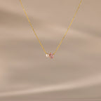Teardrop Birthstone & Pearl Necklace Silver 18K Gold Plated