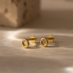 Bubble Initial Flatback Studs Silver 18K Gold Plated