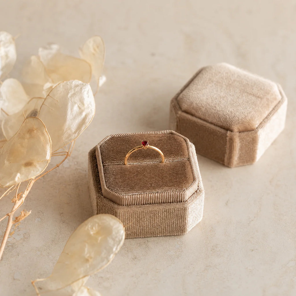 Heart-Shaped Birthstone Stacking Ring