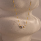 Marquise Birthstone Pearl Necklace Silver 18K Gold Plated