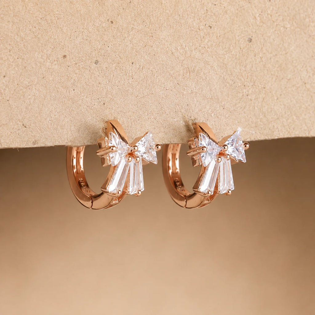 Diamond Ribbon Bow Huggie Earrings