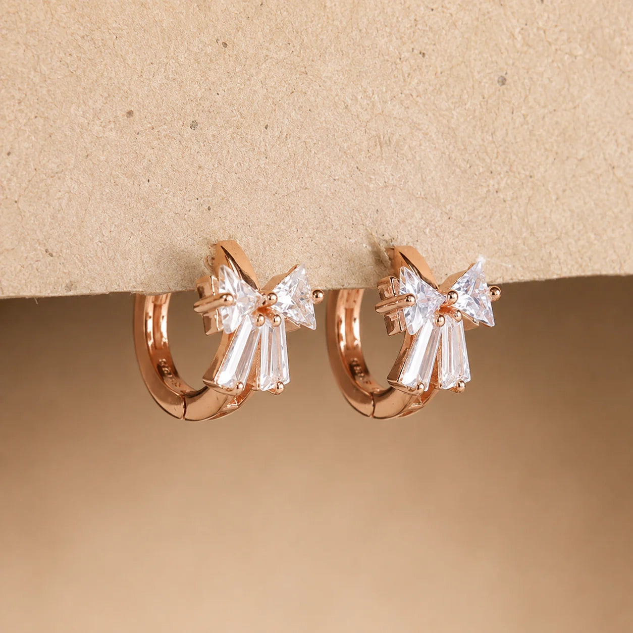 Diamond Ribbon Bow Huggie Earrings