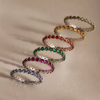 Lace Eternity Birthstone Ring Silver 18K Gold Plated