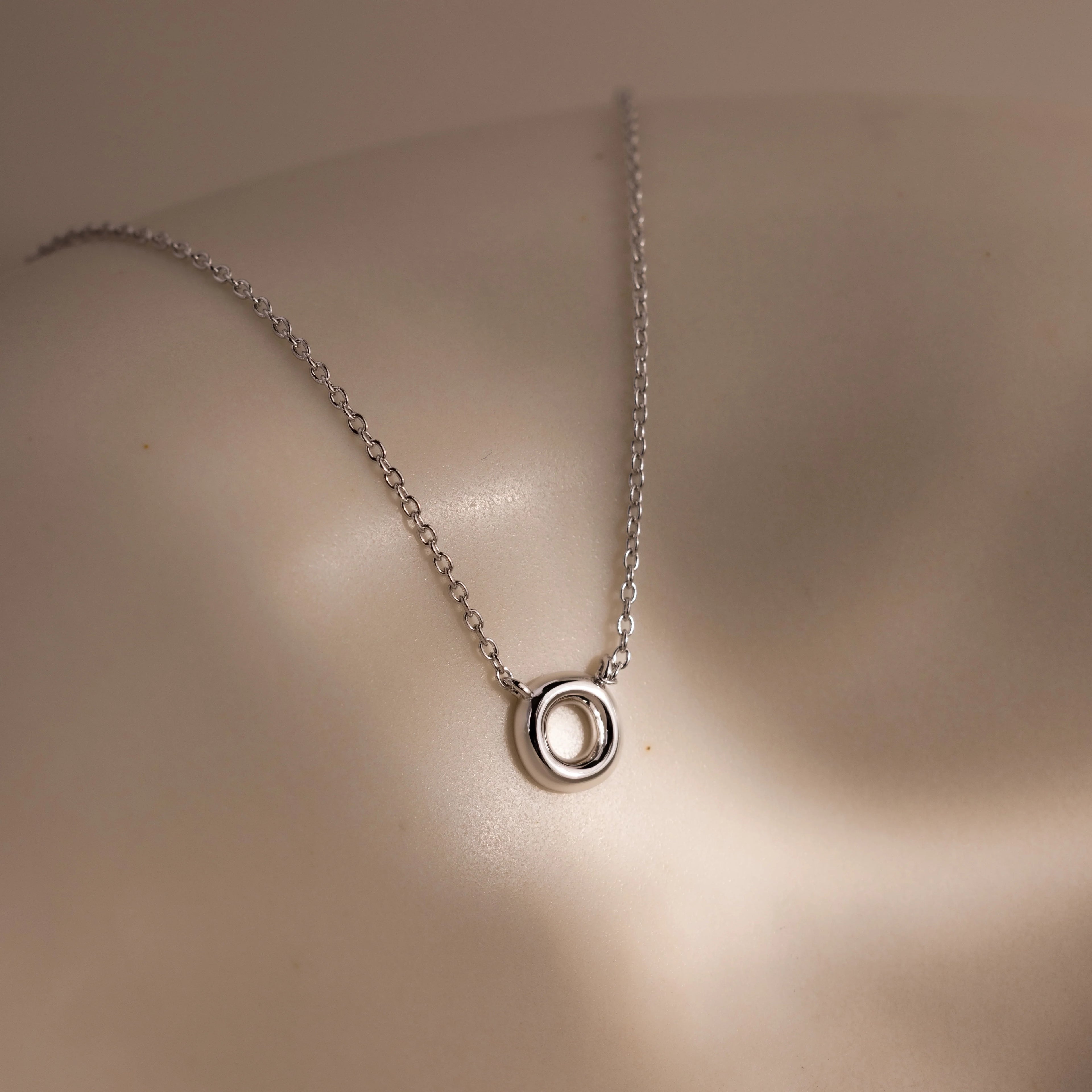 Dainty Bubble Letter Necklace Silver 18K Gold Plated