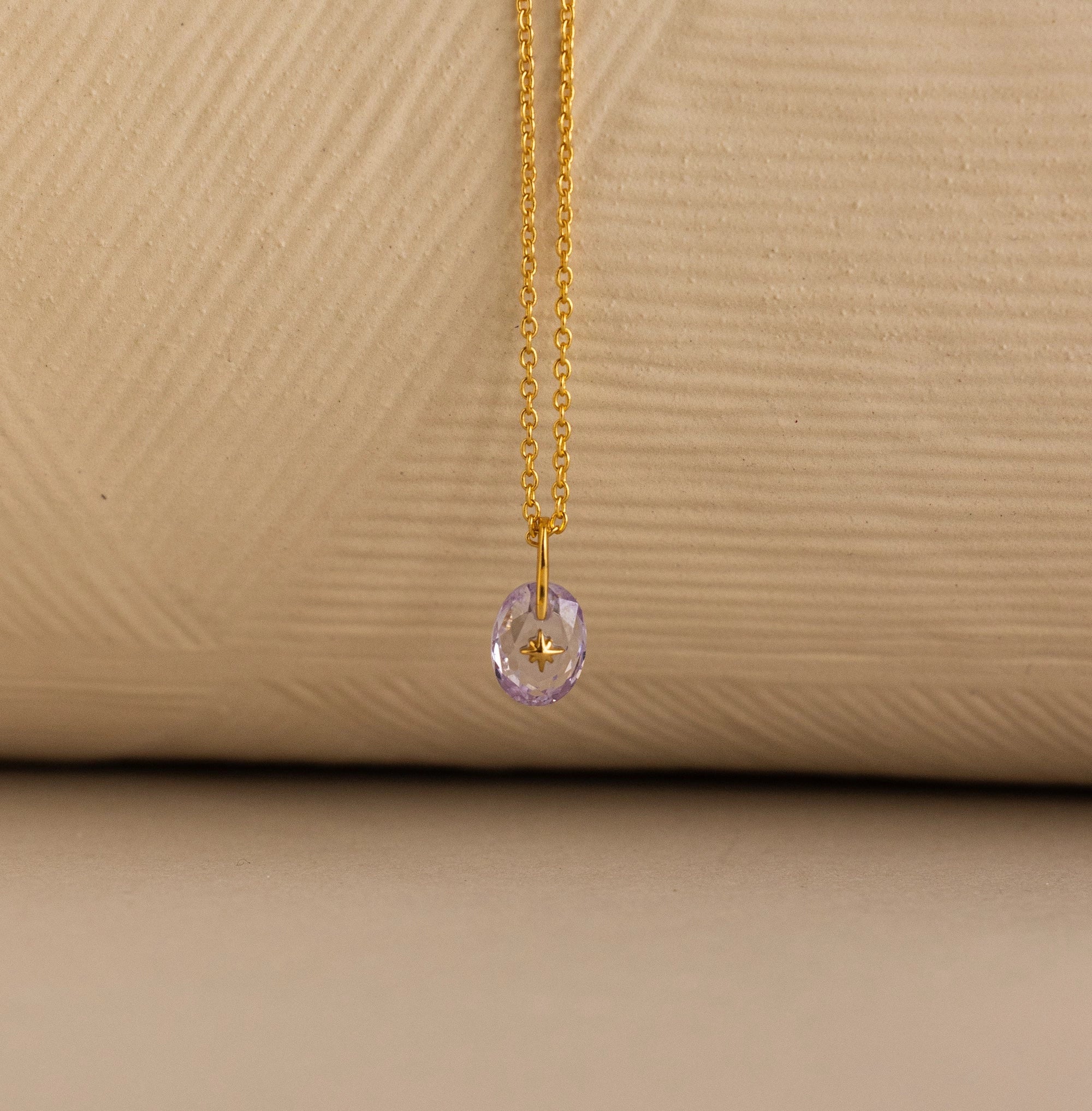 North Star Birthstone Signet Charm Necklace Silver 18K Gold Plated