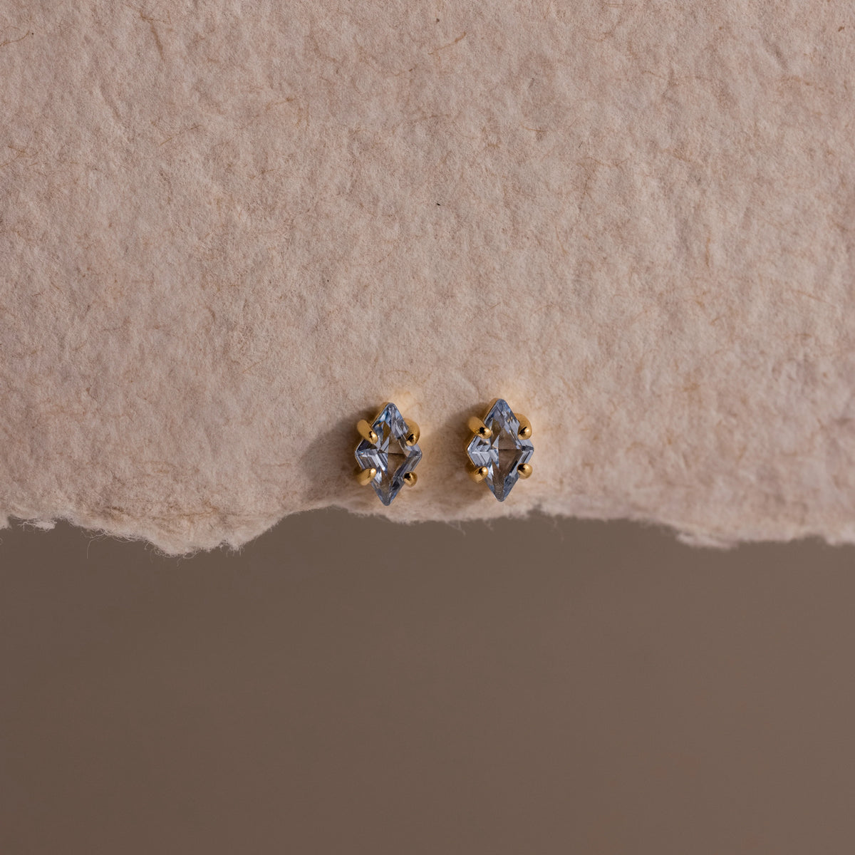 Birthstone Flatback Studs Silver 18K Gold Plated