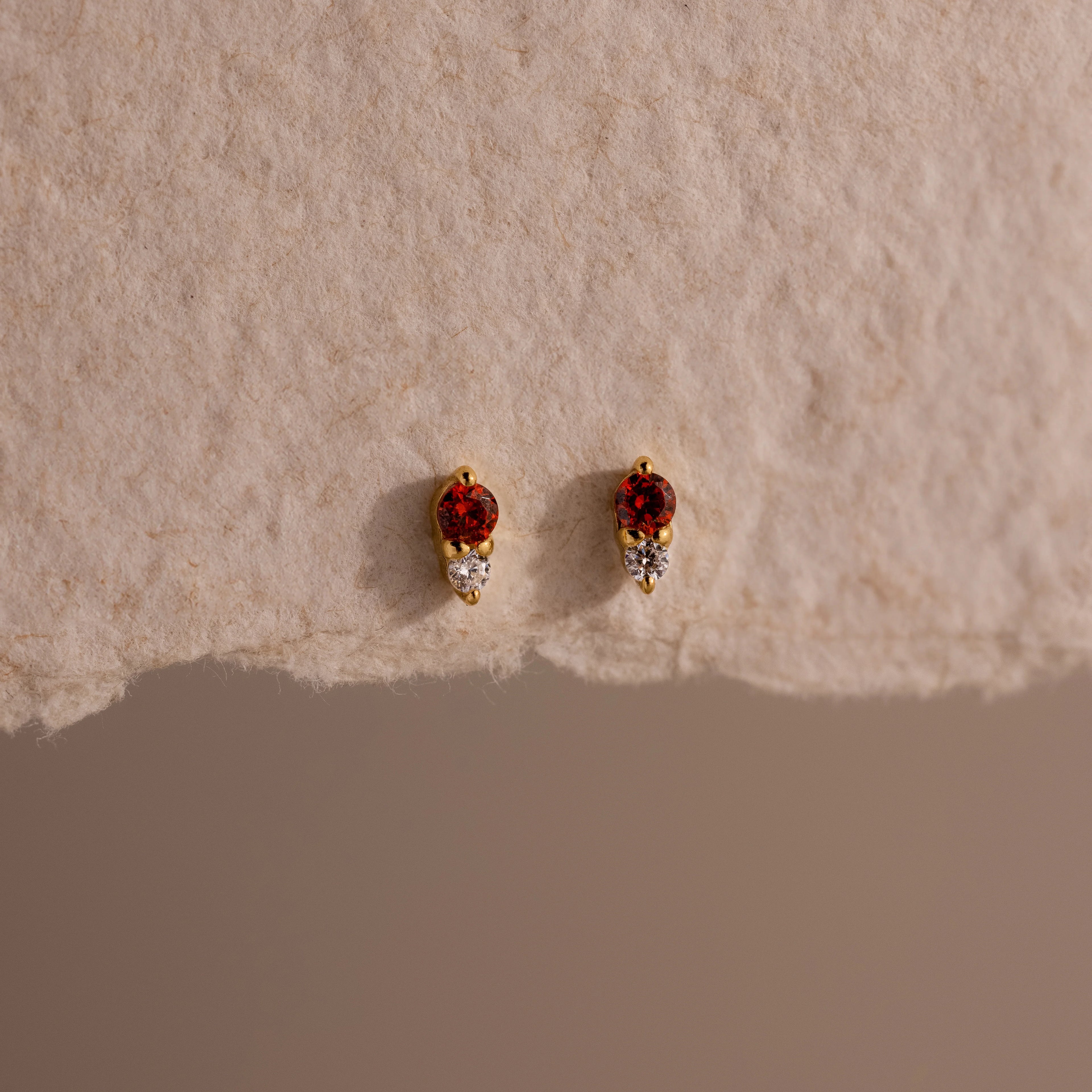 Diamond Birthstone Duo Flatback Studs Silver 18K Gold Plated