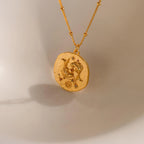 Zodiac Coin Necklace Silver 18K Gold Plated