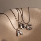 Bubble Letter Necklace Silver 18K Gold Plated