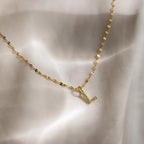 Dainty Pave Letter Necklace Silver 18K Gold Plated