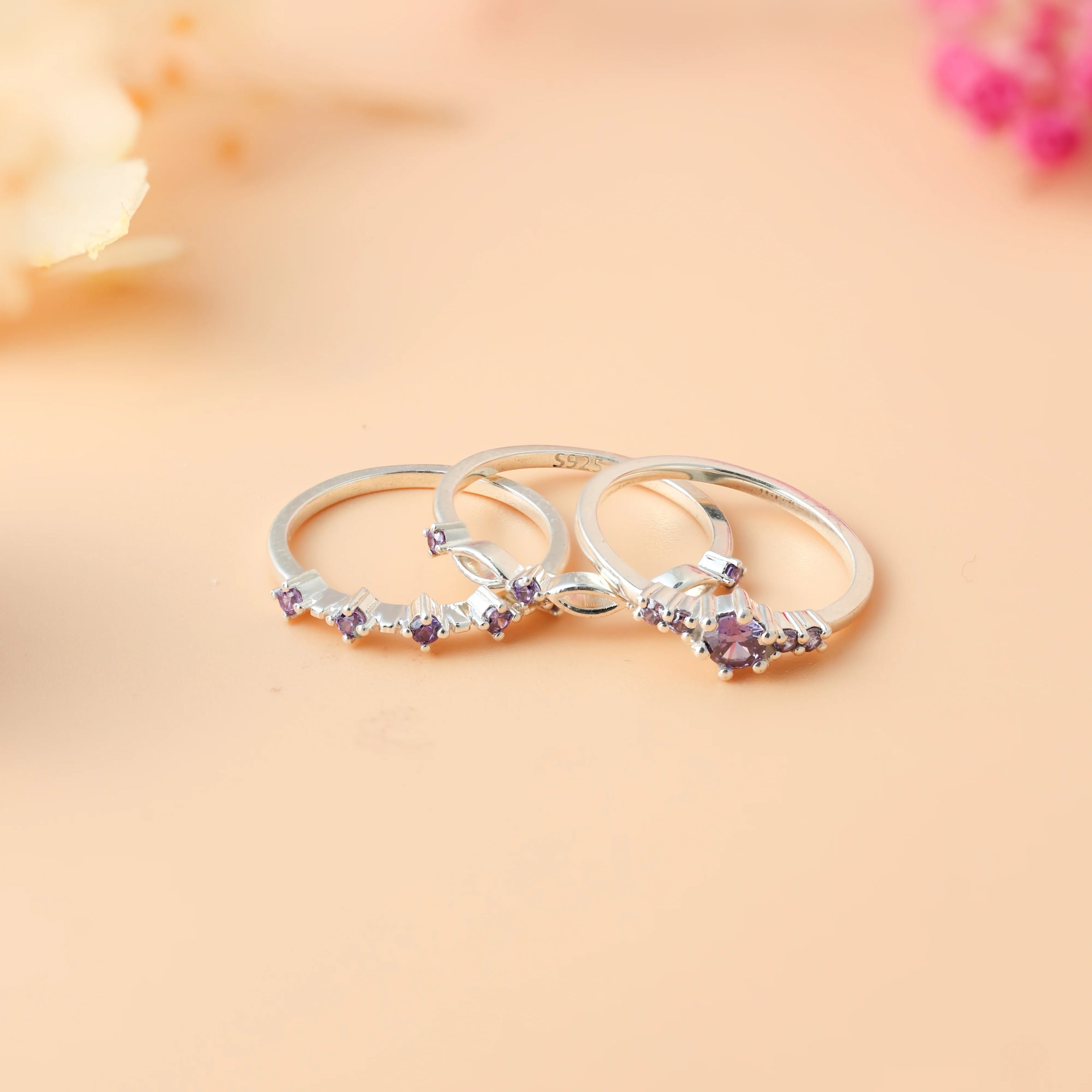 Amethyst Stacking Ring Set