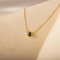 Teardrop Birthstone & Pearl Necklace Silver 18K Gold Plated