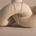 Dainty Pave Letter Necklace Silver 18K Gold Plated