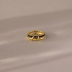 Duo Birthstone Eternity Band Linked Ring Set Silver 18K Gold Plated