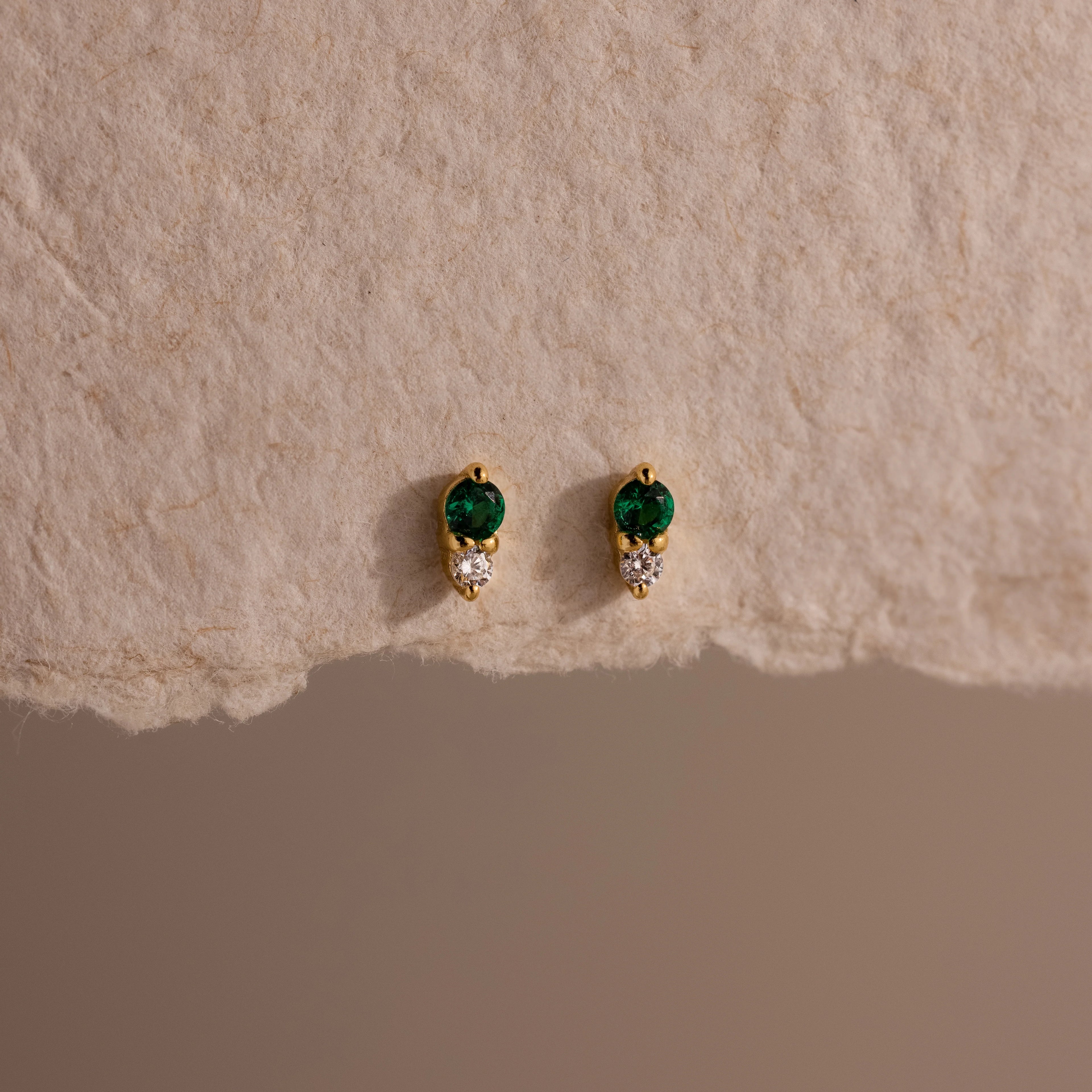 Diamond Birthstone Duo Flatback Studs Silver 18K Gold Plated