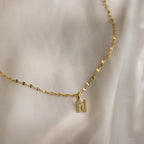 Dainty Pave Letter Necklace Silver 18K Gold Plated