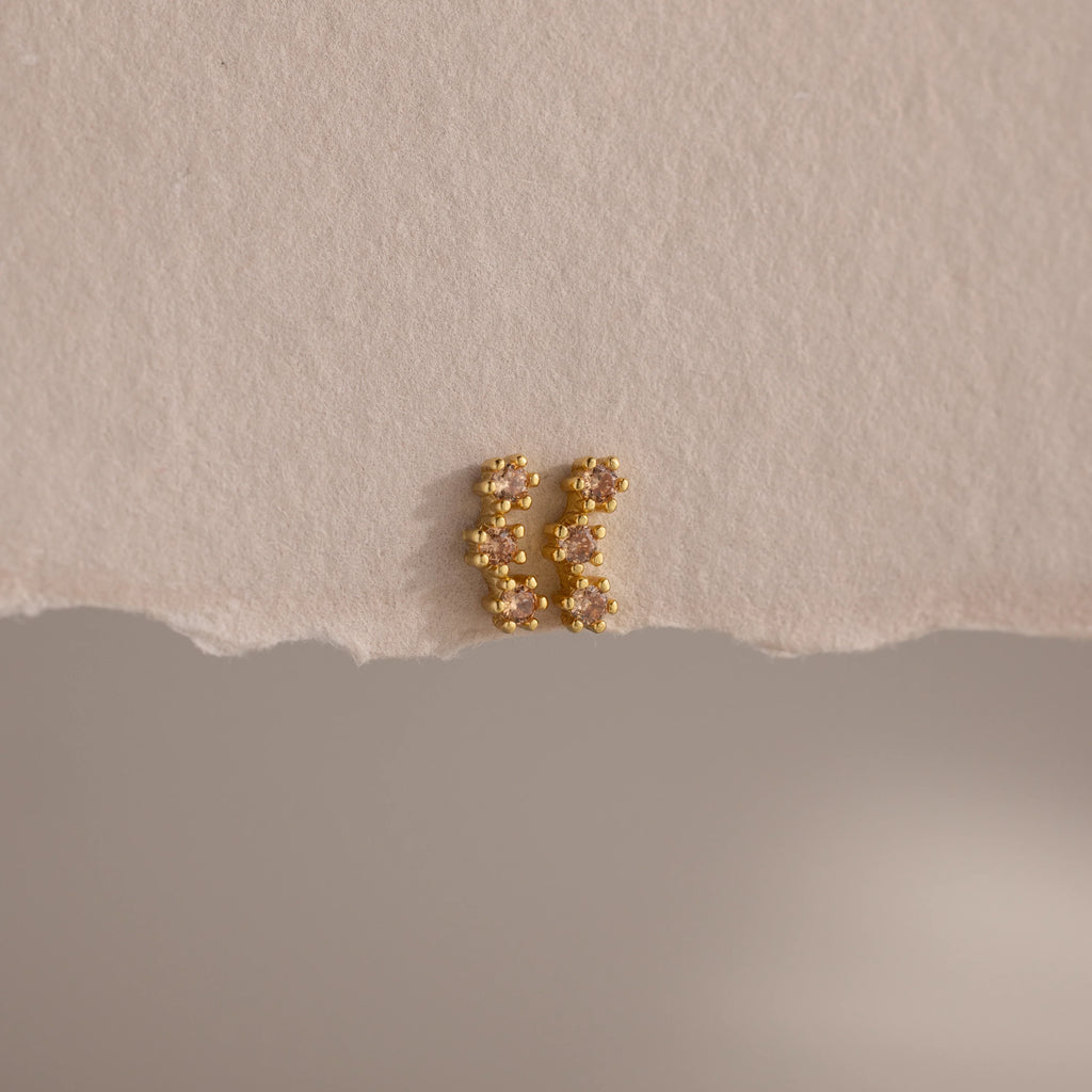 Birthstone Cluster Flatback Studs Silver 18K Gold Plated
