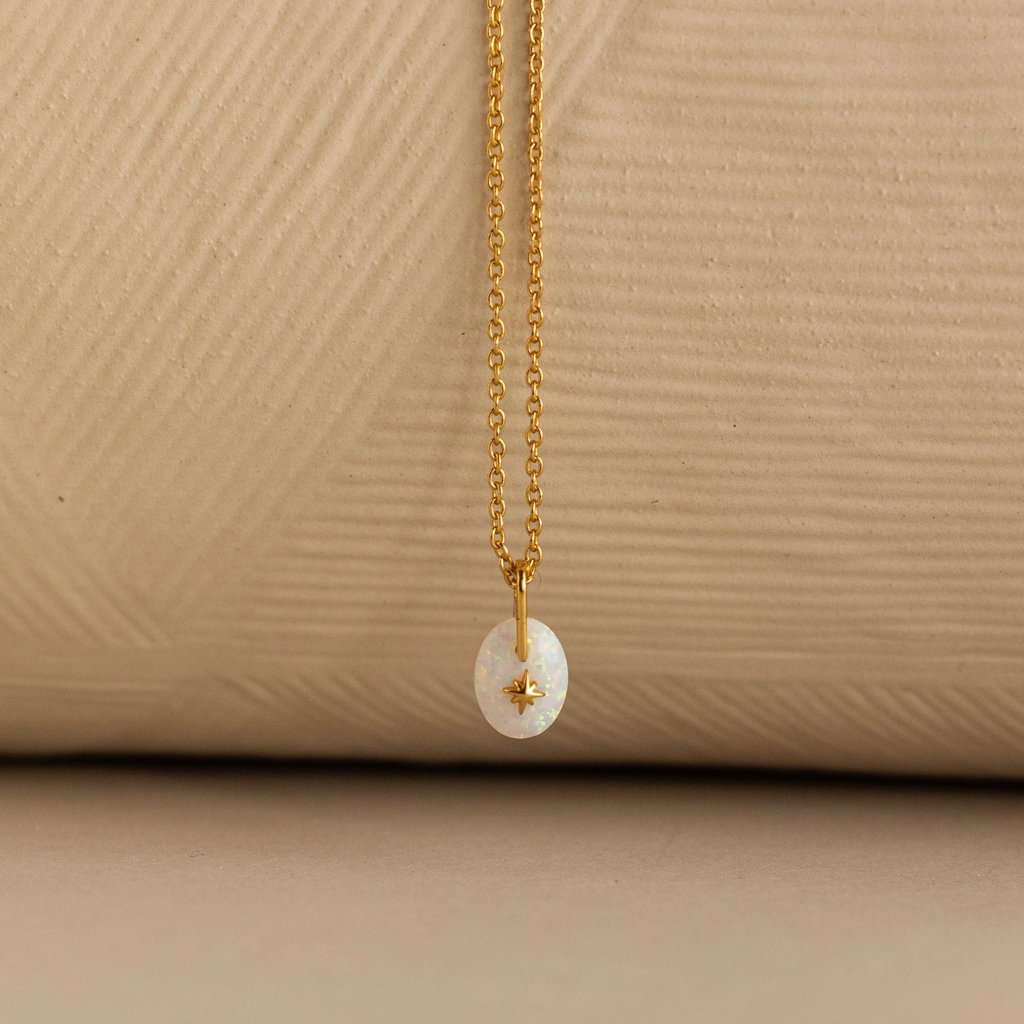 North Star Birthstone Signet Charm Necklace Silver 18K Gold Plated