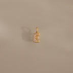 Diamond Pave Bubble Letter Charm Silver 18K Gold Plated