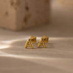 Bubble Initial Flatback Studs Silver 18K Gold Plated