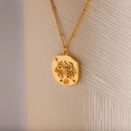 Zodiac Coin Necklace Silver 18K Gold Plated