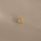 Diamond Pave Bubble Letter Charm Silver 18K Gold Plated